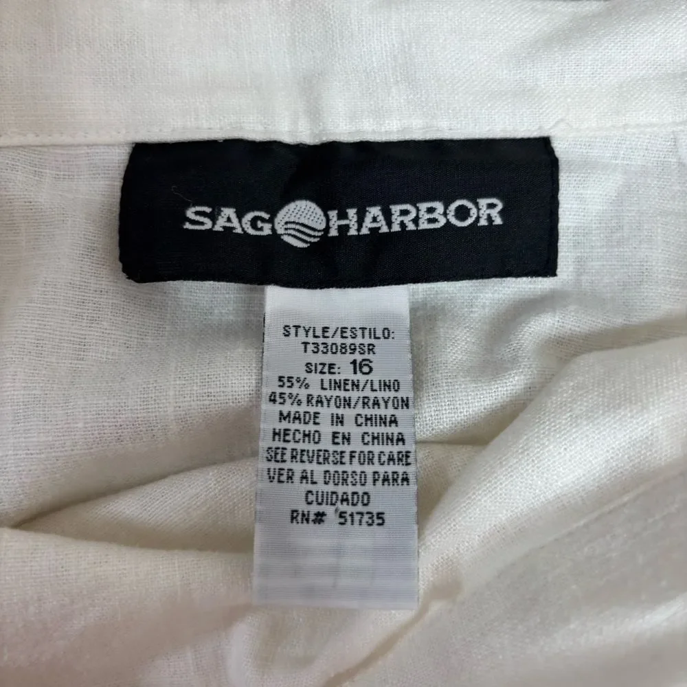 Vintage Sag Harbor Linen Blend White Midi Skirt Beaded detail size 16 stretch